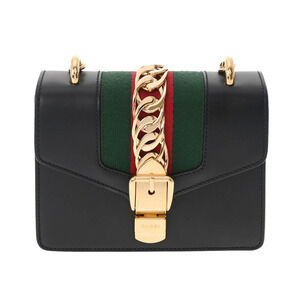 Gucci Sylvie leather chain crossbody bag black